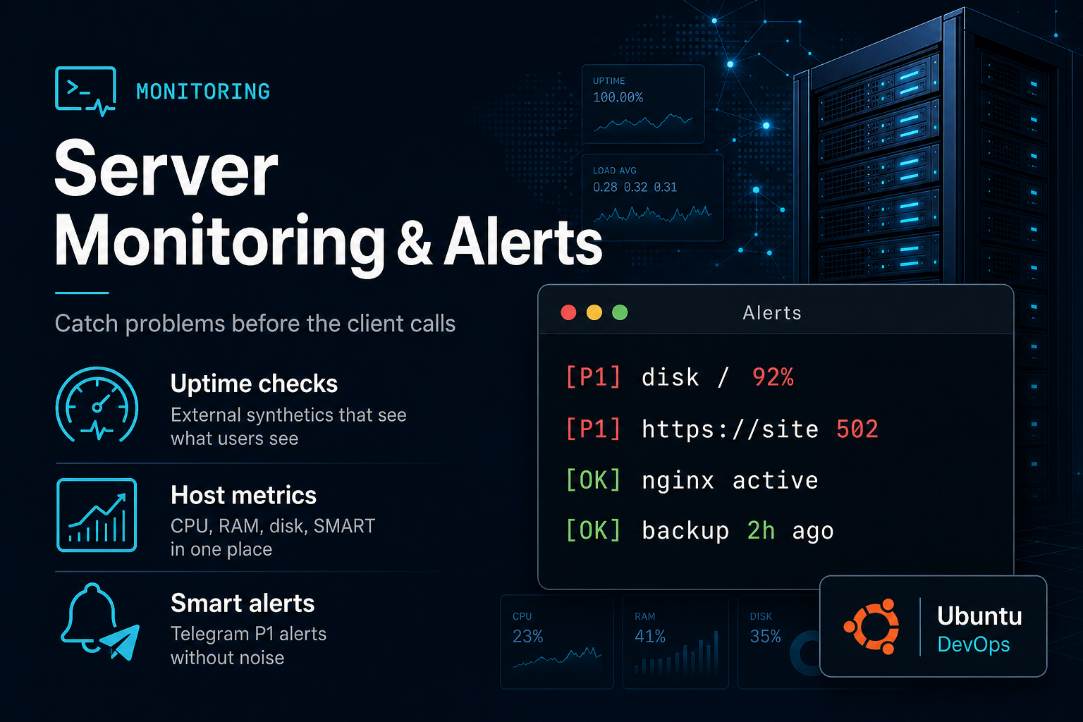 Ubuntu server monitoring and alerting: catch problems before the client calls